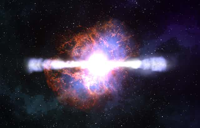 Still from a NASA computer-generated animation showing black hole formation.