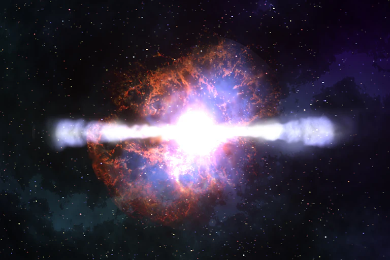 Still from a NASA computer-generated animation showing black hole formation.