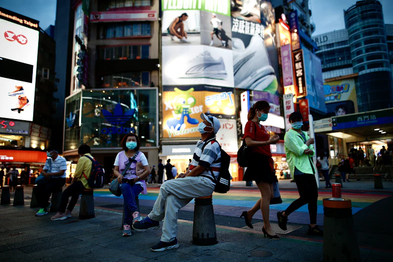 Pedestrians on streets of Taipei.