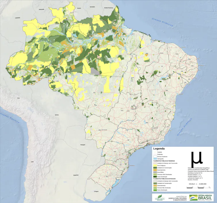 Map of Brazil with shaded areas in the Amazon