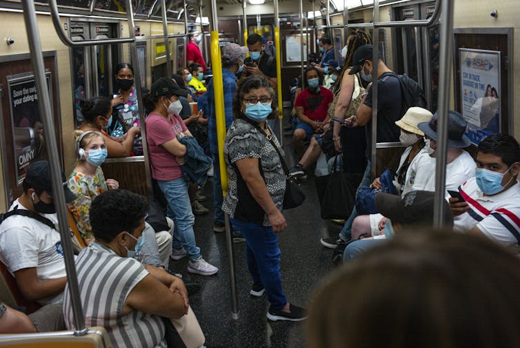 Masked riders on the subway