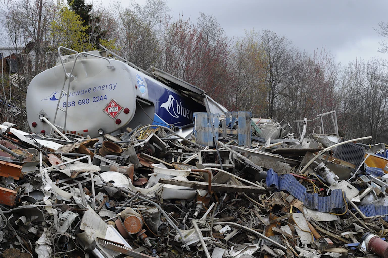 Metal piled in a dump