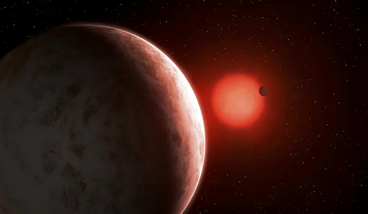 Sebuah planet ekstrasurya mengorbit bintang katai merah.