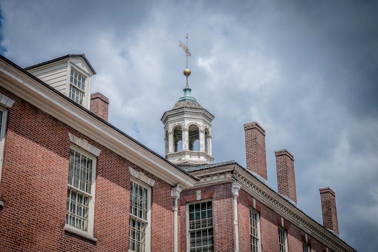 The top floor of the red brick Congress Hall in Philadelphia.