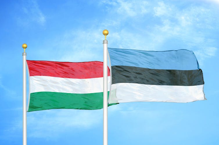 Flags of Hungary and Estonia