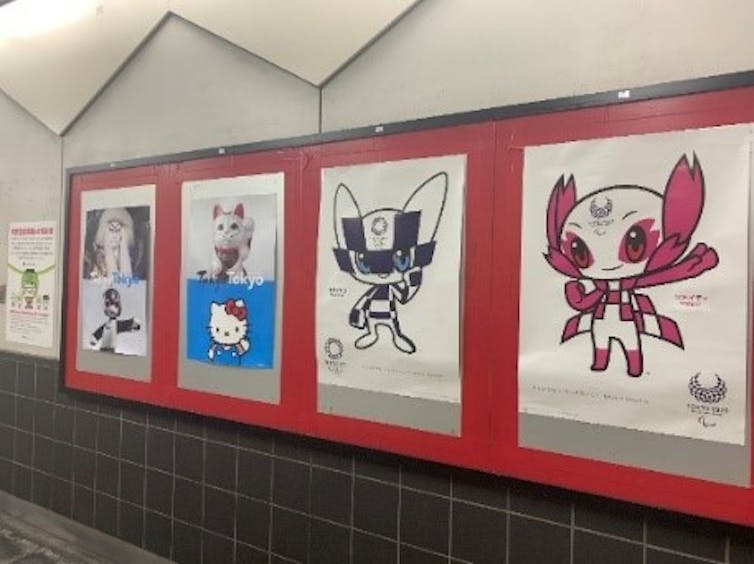 Row of posters featuring cartoon characters