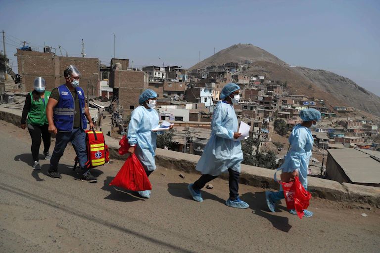 Medics in charge of vaccination in Lima, Peru