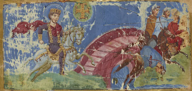 Battle image from Greek manuscript.