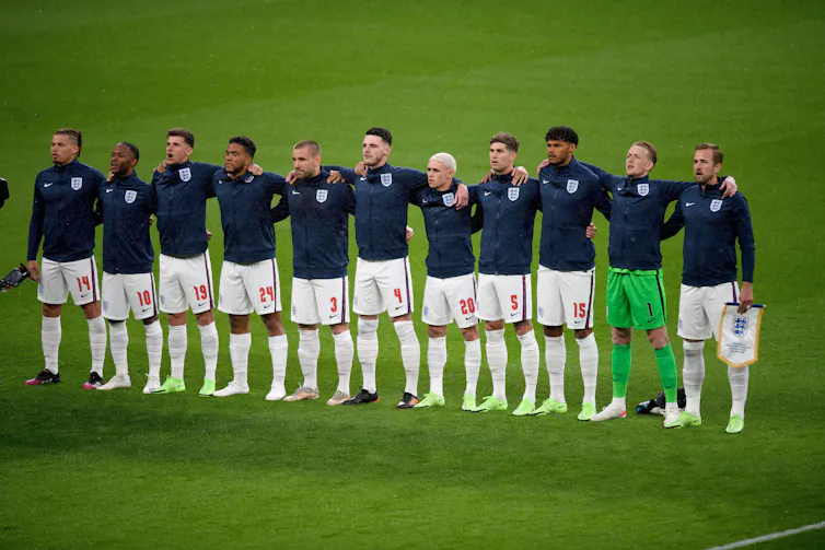 England team sing the national anthem