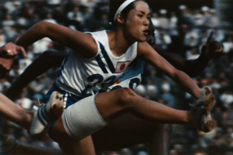 Film still: women's hurdles.