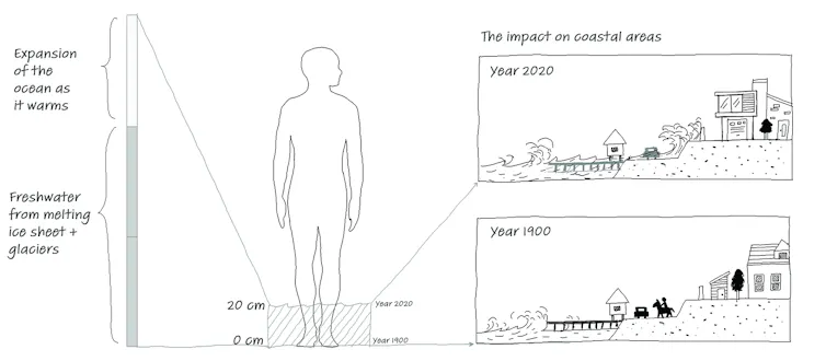Graphic that shows how sea level rise affects coastal communities