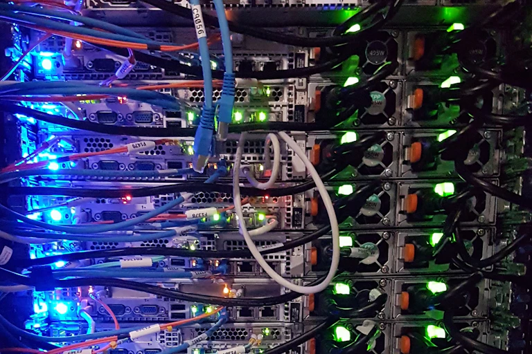 Closeup of computer servers