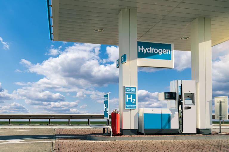 A hydrogen fuel pumping station