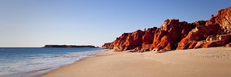red cliffs at beach