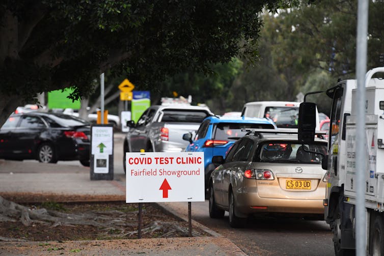 Cars in Fairfield line up for testing.