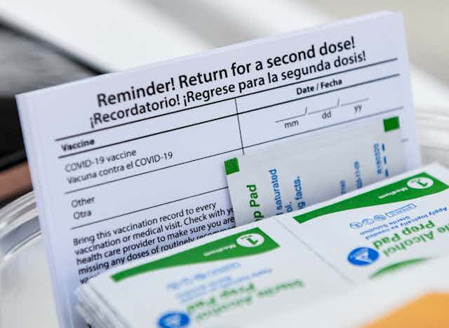 vaccine reminder card