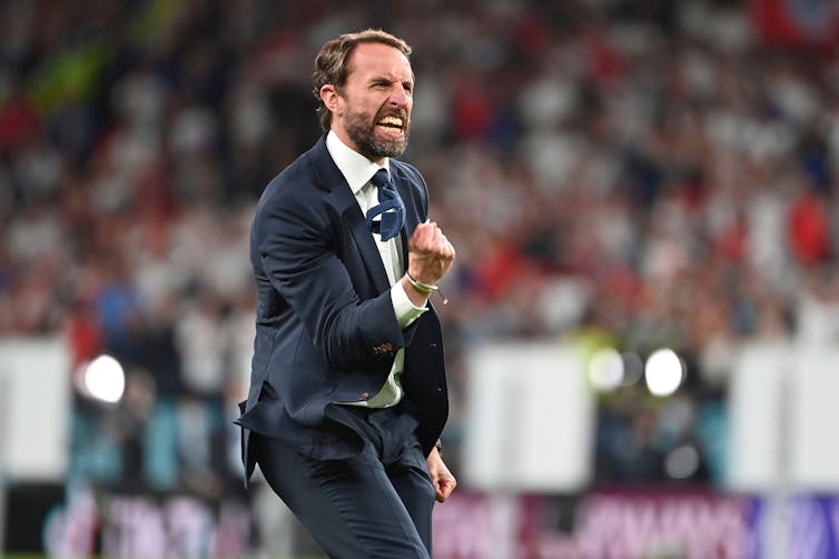 England manager Gareth Southgate celebrates.