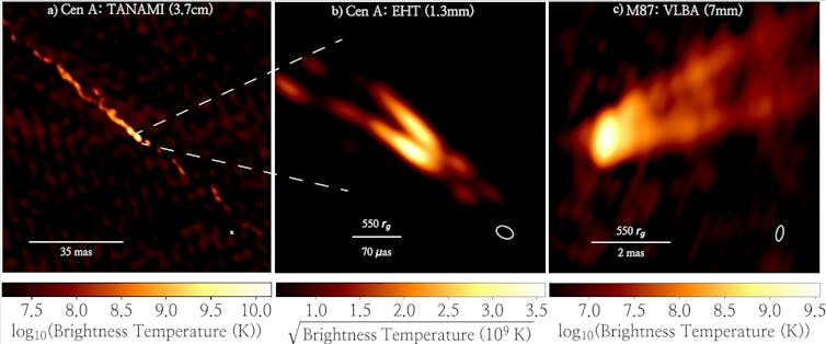 Immagini radioastronomiche di getti di plasma di buchi neri