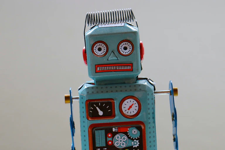 Blue and red robot toy.