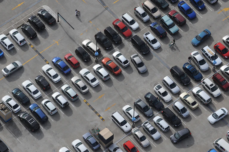 Cars lined up in a Sydney carpark.