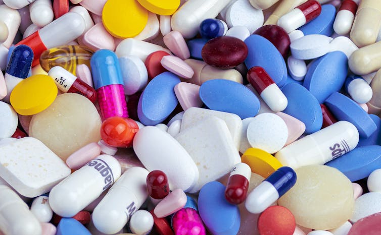 A pile of colourful pills.