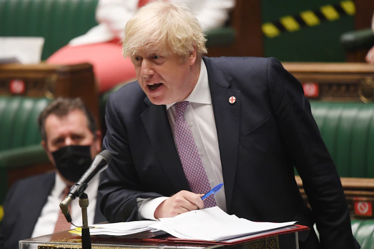 UK Prime Minister Boris Johnson at the weekly PMQs