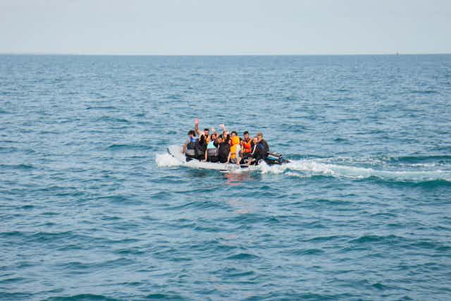 Migrants in this rigid inflatable in the English Channel