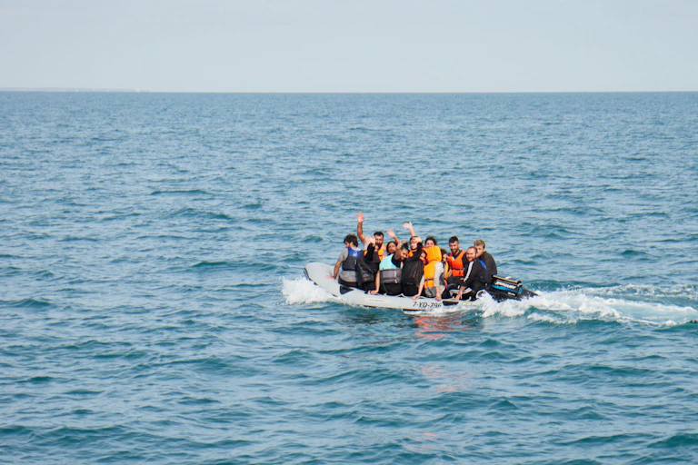 Migrants in this rigid inflatable in the English Channel