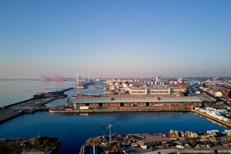 An aerial view of Bramley Moore Dock in Liverpool