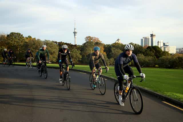 Cyclists in Auckland Domain
