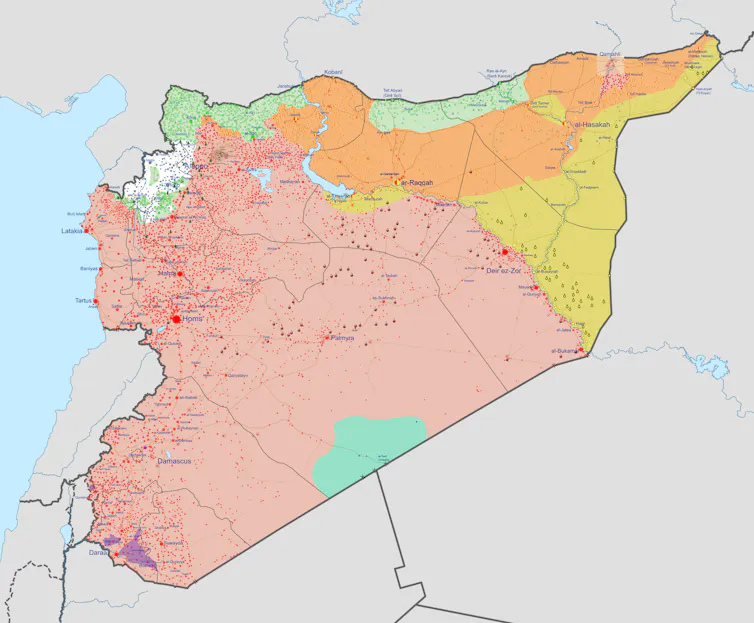 Carte de l’état du conflit en juillet 2021