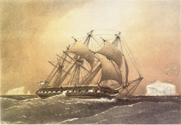 A contemporary drawing of a 19th-century research vessel.