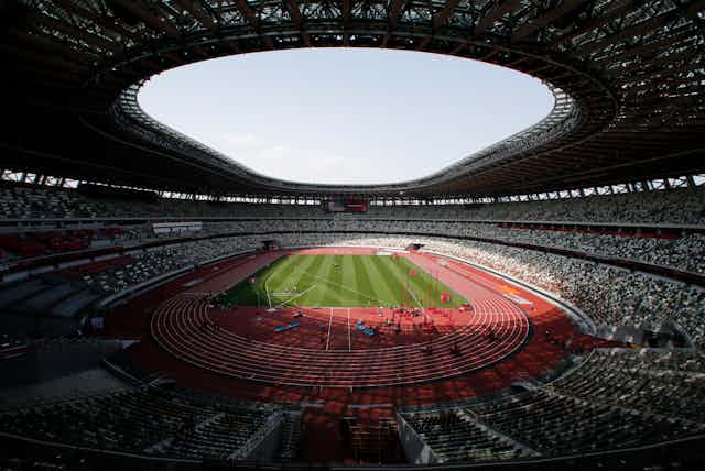 An empty stadium.