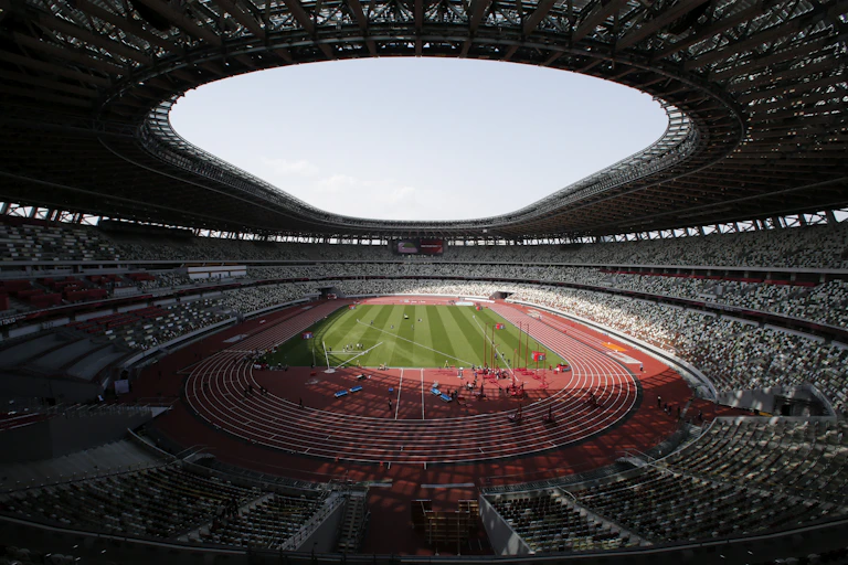 An empty stadium.
