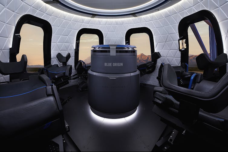Interior of Blue Origin capsule