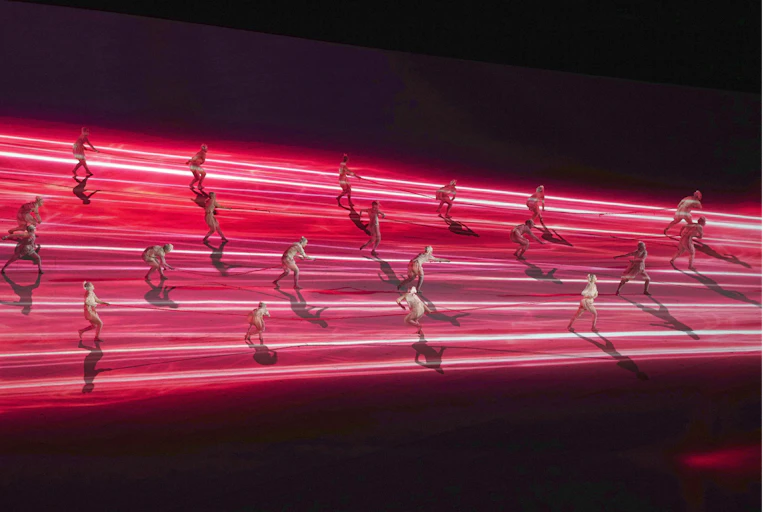 Performers take part in the opening ceremony of the Tokyo Olympics