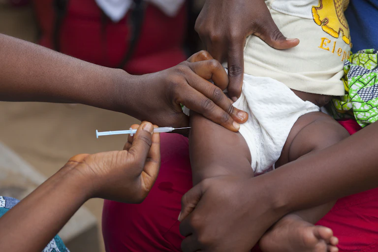 Baby getting vaccinated