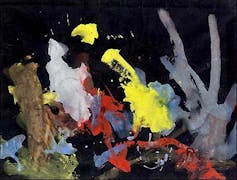 Abstract colours on a black paper.