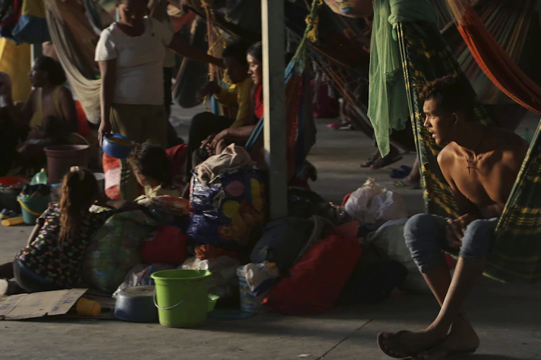 Asylum seekers temporary living situation includes hammocks