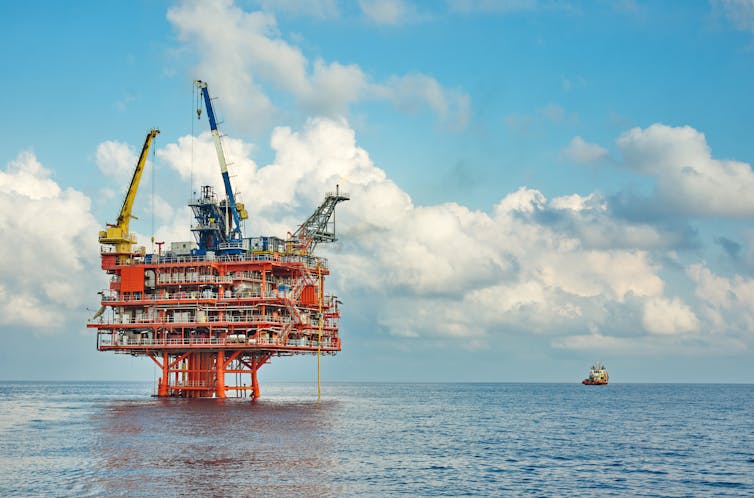 An offshore petroleum platform.