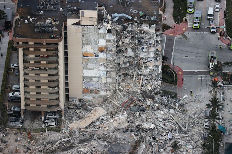 The condo collapse in Surfside Florida left rubble alongside residential towers