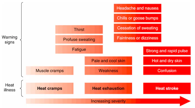 A graphic showing the impact of heat on performance and health