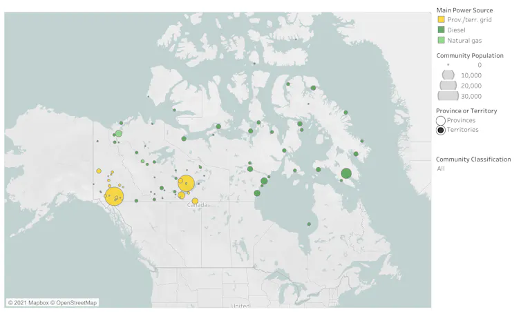 A map of 283 off-grid communities in Canada