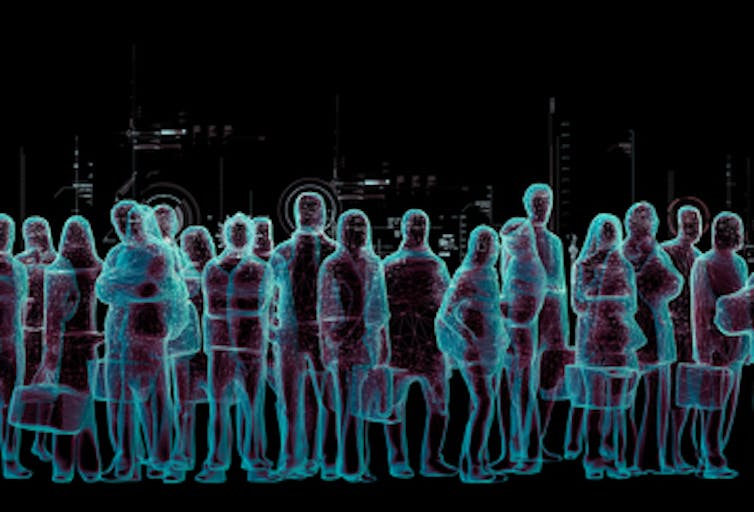 An artistic representation of a virtual crowd