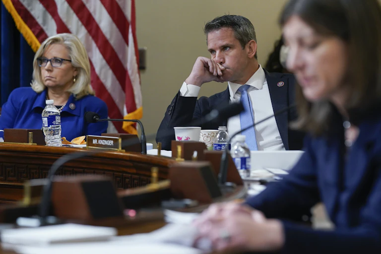 Three members of the House Committee on the Jan. 6 insurrection, listening during testimony.