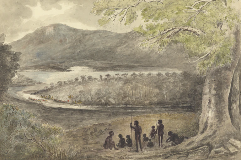 history drawing of Aboriginal Tasmanians