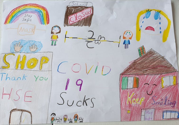 Child's drawing of how 'Covid-19 sucks'