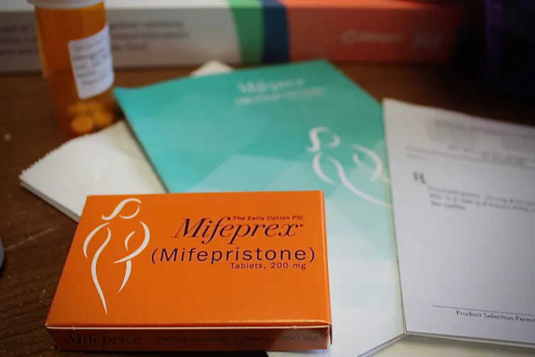 A packed of the abortion medication mifepristone