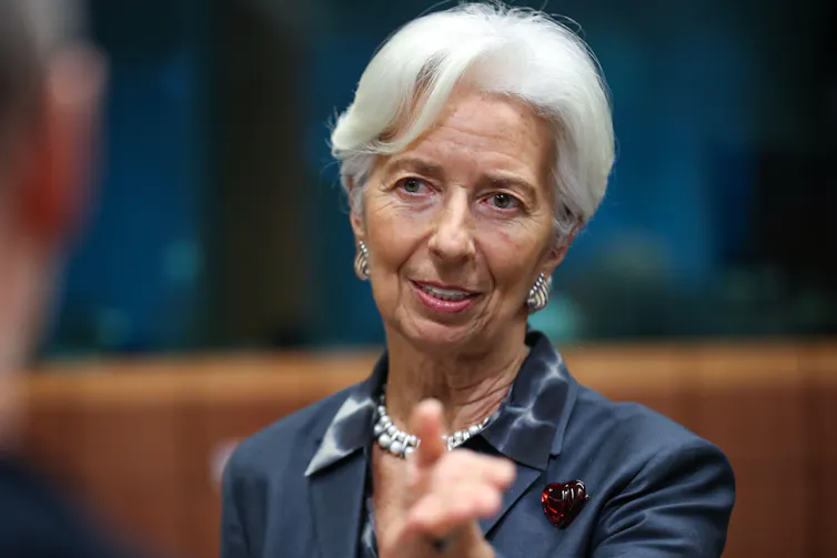 Christine Lagarde answering questions in a press conference