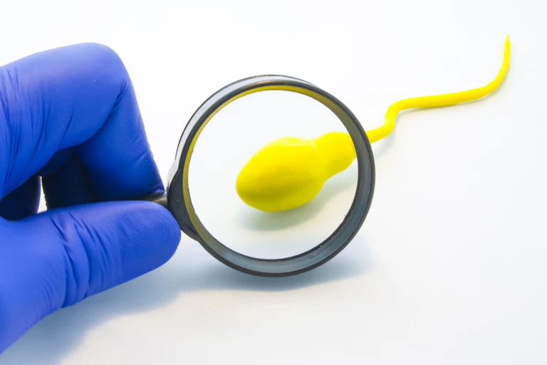 Un chercheur étudie un spermatozoïde.